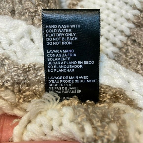 Sloane Rouge Sweater XS Fringe 3/4 Sleeve Wool Blend Striped Open Knit - Picture 9 of 11